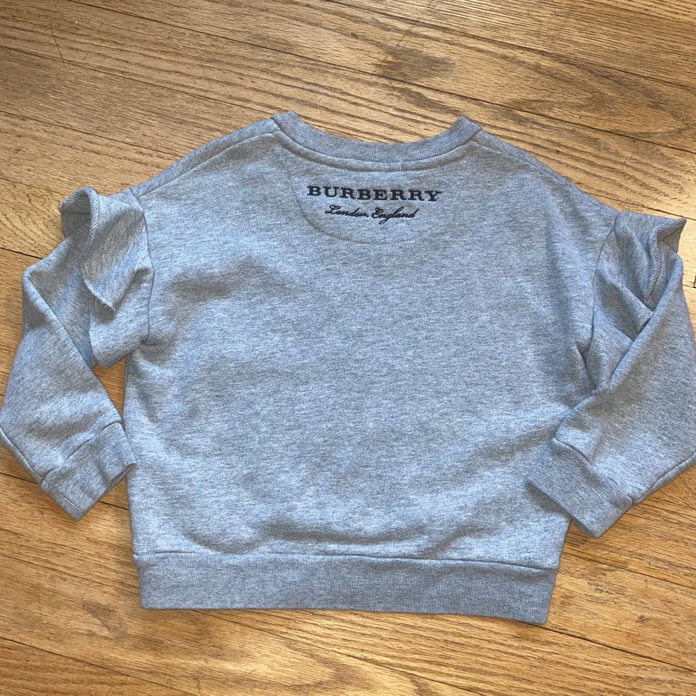 Burberry Children's Girl's Sweatshirt in Gray with Ruffle Sleeve Detail (Sz 4Y) - Picture 6 of 12